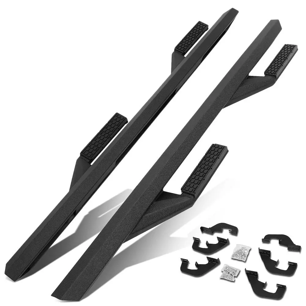 (90 L-Shape Bar Black) Running Board Nerf Bar For 07-18 Silverado Sierra 1500/07-19 2500 3500 Hd [Extended Cab] 1