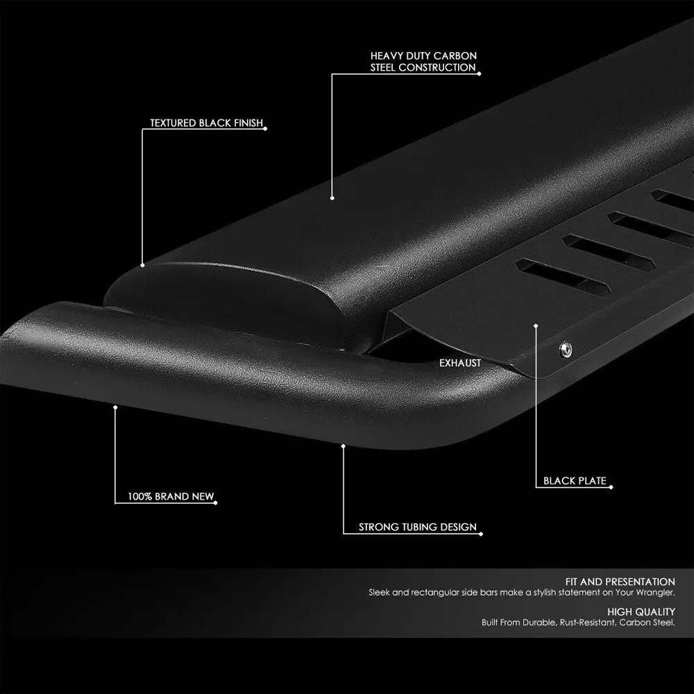 (Oval Dropped Step Black) Running Board Nerf Bar For 18+ Jeep Wrangler 4Dr Unlimited Jl 2