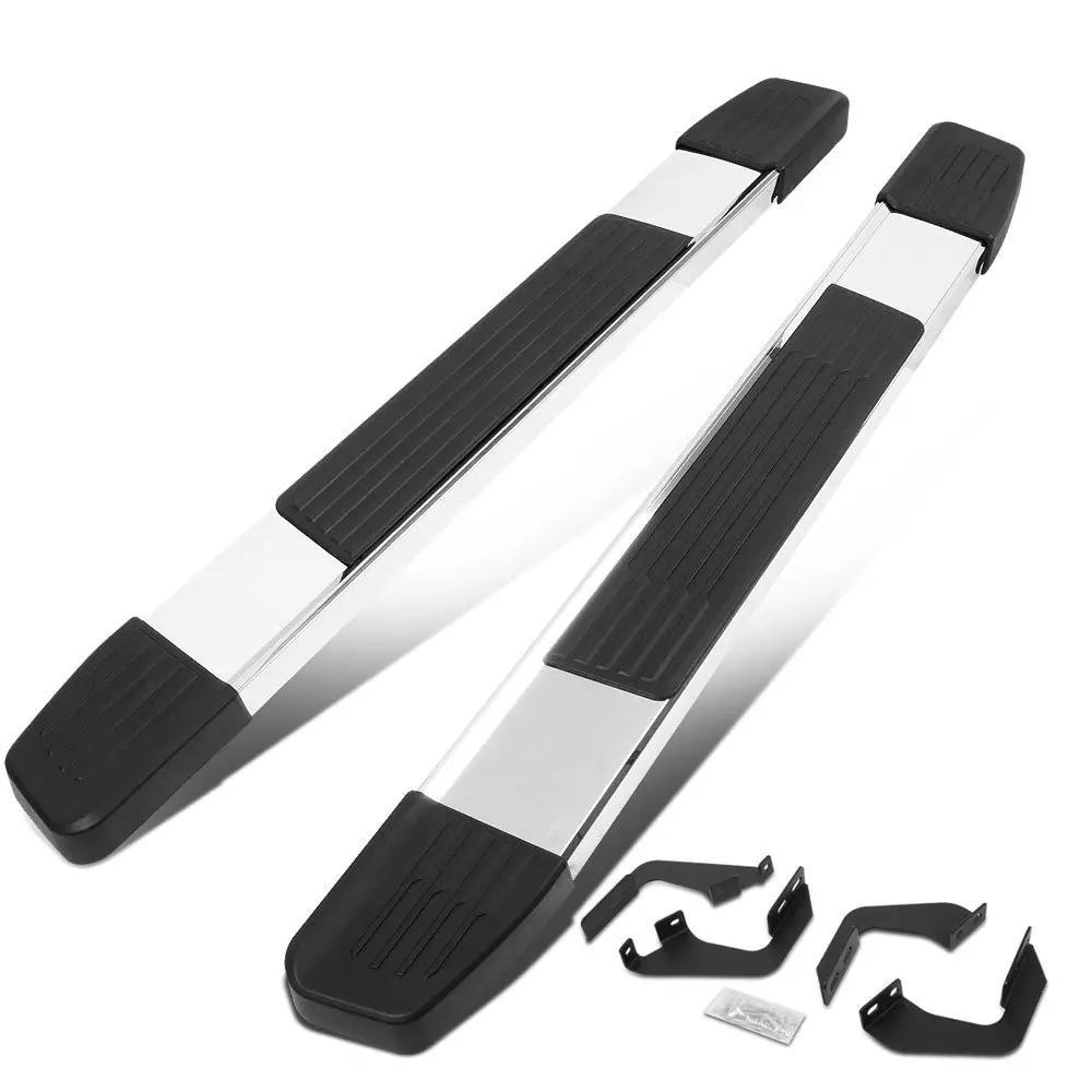 55" Metallic Straight 1 Pad/5.25" End Cap Running Board Nerf Bar For 07-17 Toyota Tundra Xk50 [Standard Cab] 1