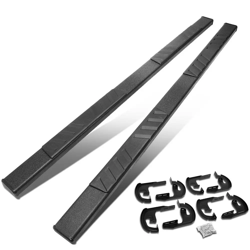 90" Black Slant Pattern 2 Pad/Flat End Cap Running Board Nerf Bar For 04-14 F-150 P221 P415 [Crew Cab] 1