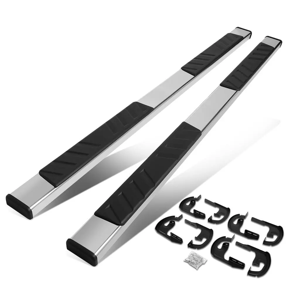 (Flat Board Slant Chrome/Black) Running Board Nerf Bar For 04-14 Ford F-150 (P221 11Th, P415 12Th Gen) [Crew Cab] 1