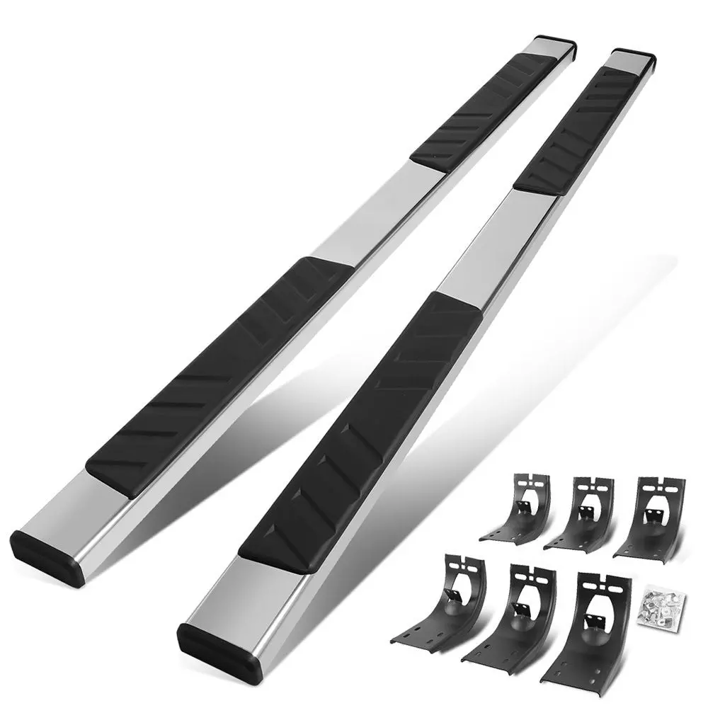 80" Metallic Pattern 2 Pad/Flat Cap Running Board Nerf Bar For 09-18 Ram 1500/19-22 Ram 1500 Classic [Extended Cab] 1
