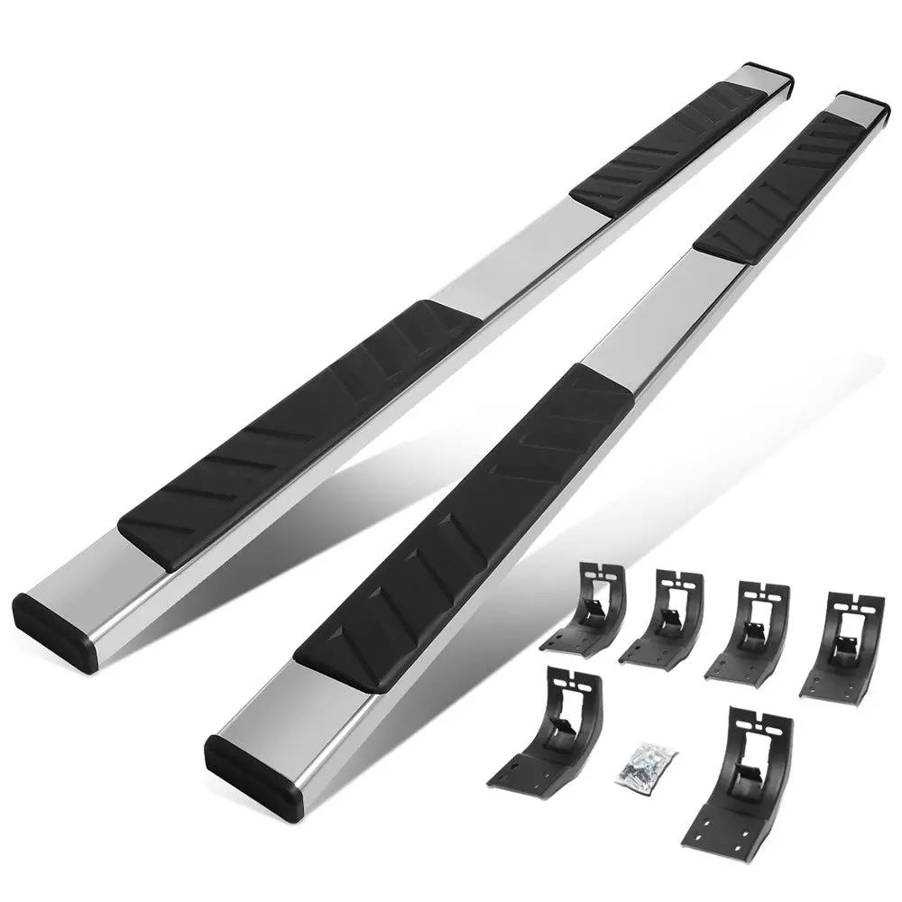 (Flat Board Slant V3 Chrome/Black) Running Board Nerf Bar For 09-18 Ram 1500 2500 3500/19+ Ram 1500 Classic [Crew Cab] 1