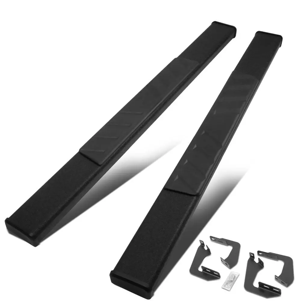 55" Black Slant Pattern 1 Pad/Flat End Cap Running Board Nerf Bar For 07-17 Toyota Tundra Xk50 [Standard Cab] 1