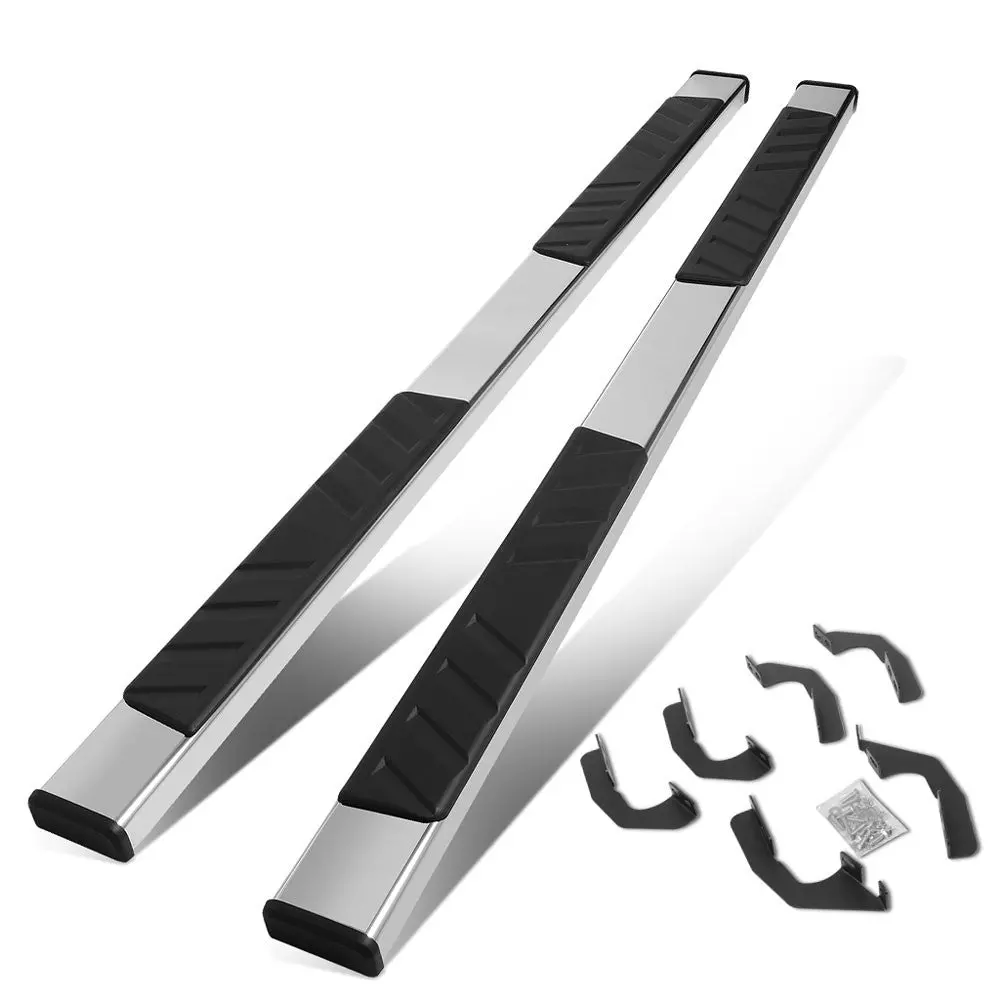 (Flat Board Slant Chrome/Black) Running Board Nerf Bar For 05-22 Toyota Tacoma [Crew Cab] 1