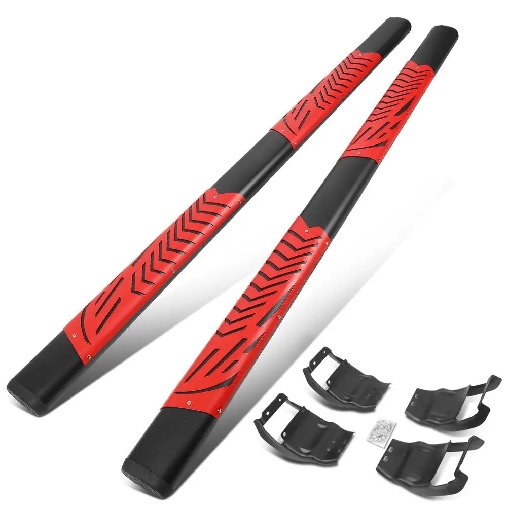 88" Black/Red 2 Slot Pad/End Cap Running Board Nerf Bar For 15+ F-150/17+ F-250 F-350 Sd [Crew Cab] 1