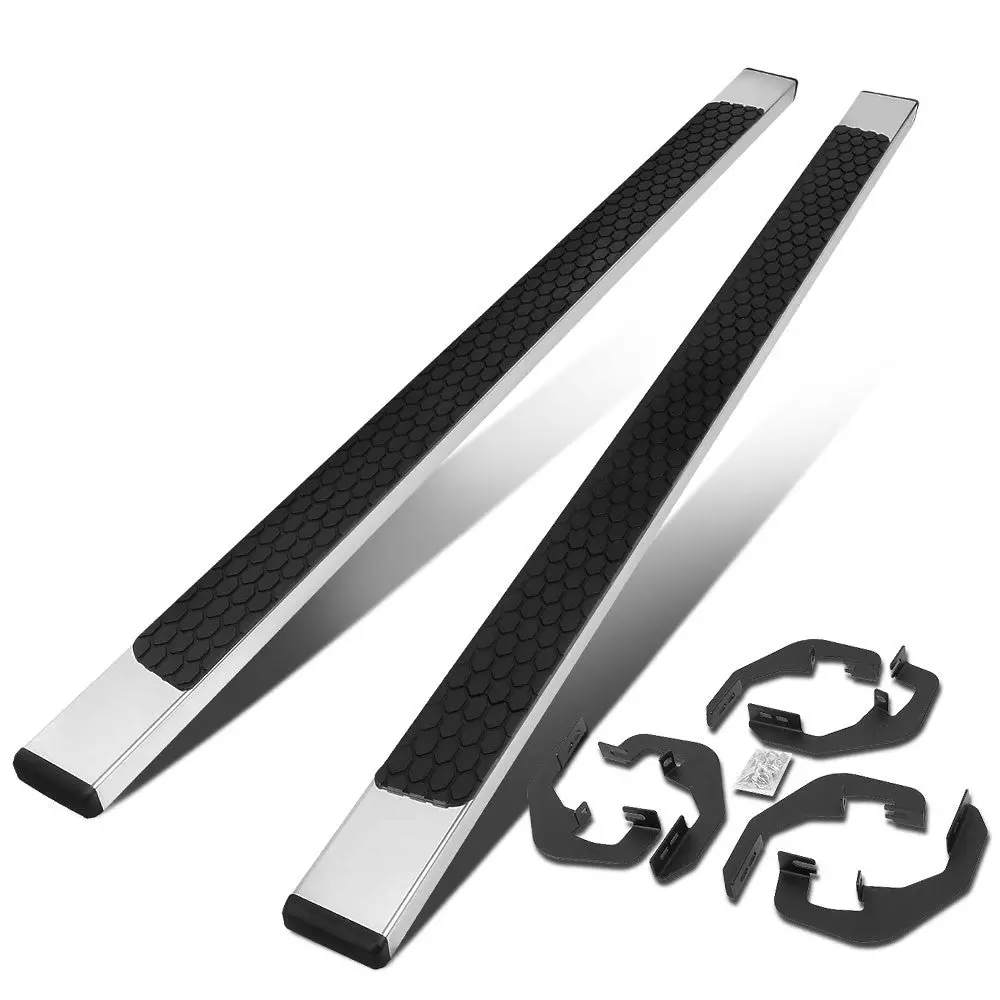 (Flat Honeycomb 1 Pad Metal) Running Board Nerf Bar For 07-18 Silverado Sierra 1500/07-19 2500 3500 Hd [Extended Cab] 1