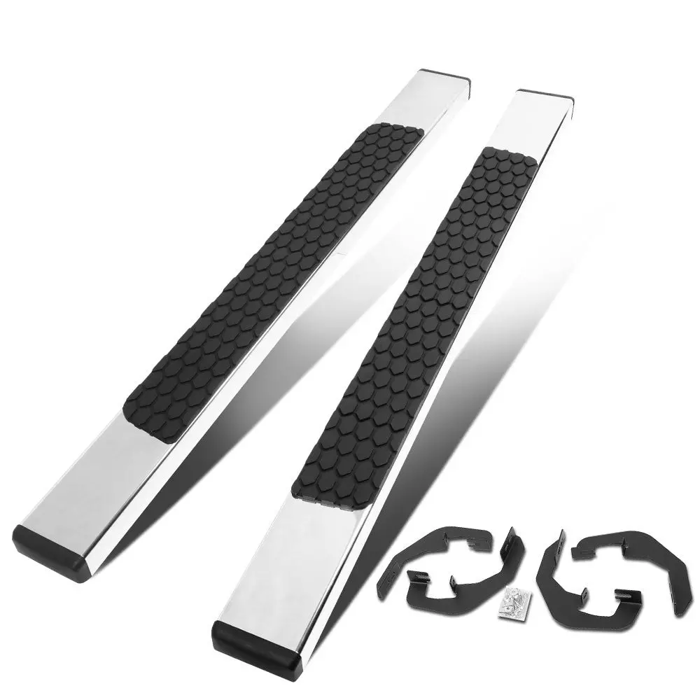 (Flat Honeycomb 1 Pad Metal) Running Board Nerf Bar For 07-18 Silverado Sierra 1500/07-19 2500 3500 Hd [Standard Cab] 1