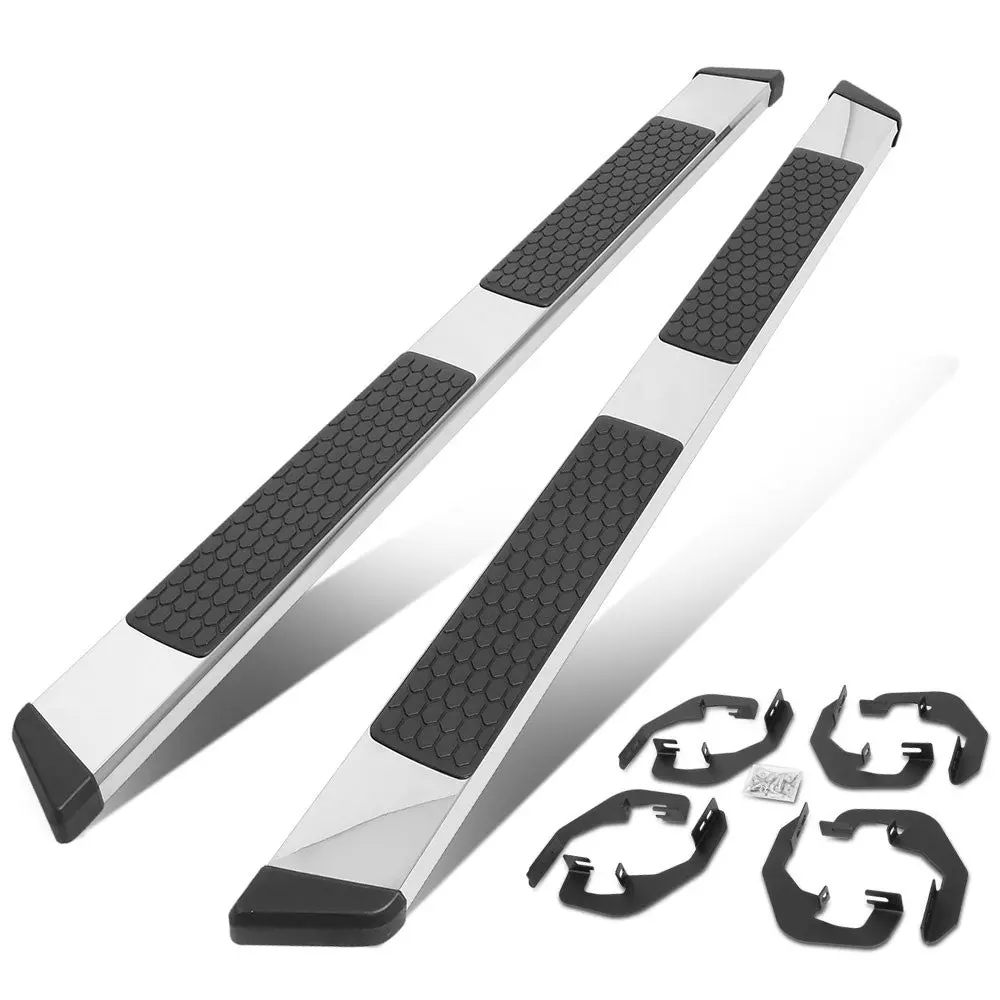 84" Metallic Honeycomb 2 Pad/Slant End Cap Running Board Nerf Bar For 07-19 Silverado Sierra [Crew Cab] 1