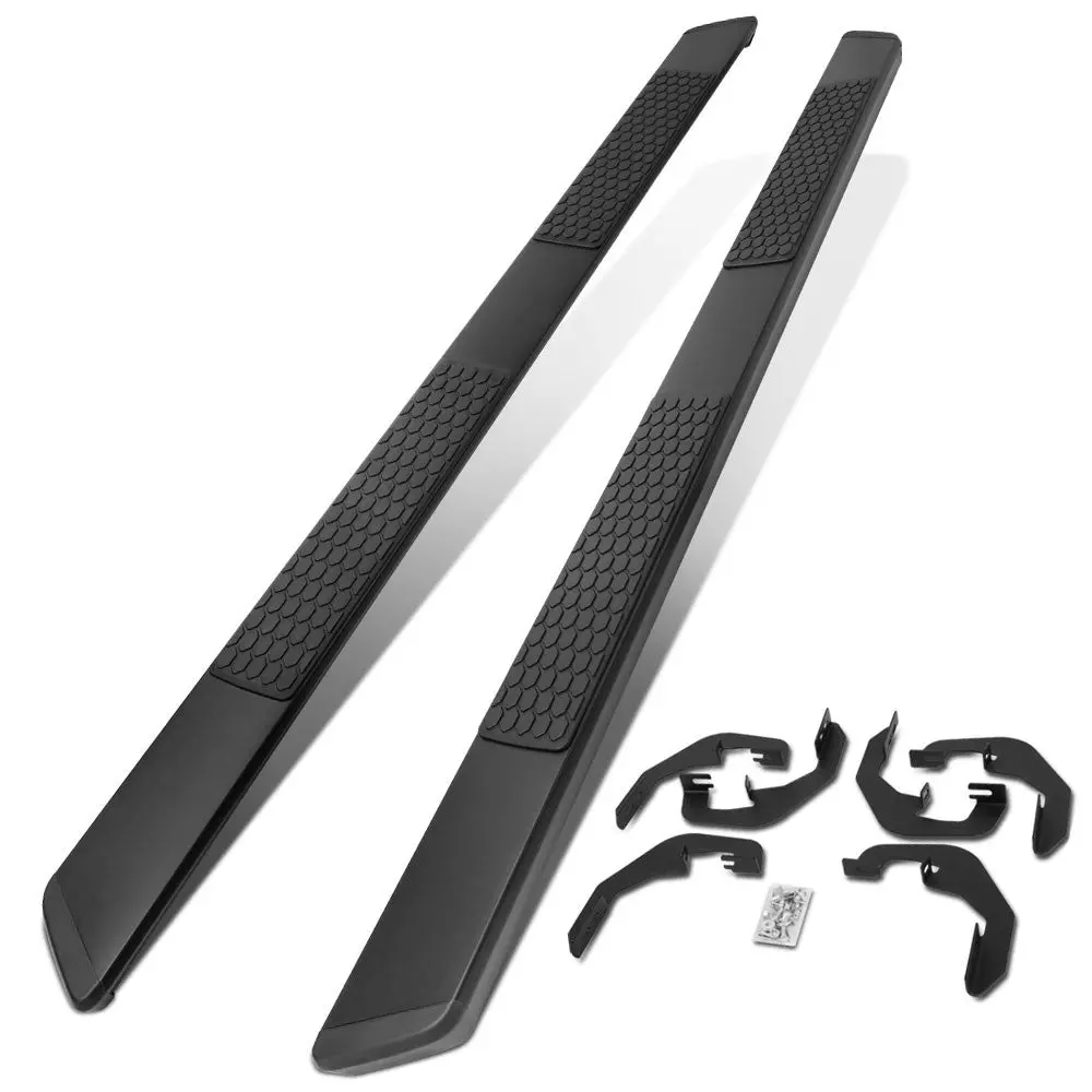(Flat Honeycomb 2 Pad Black) Running Board Nerf Bar For 07-18 Silverado Sierra 1500/07-19 2500 3500 Hd [Extended Cab] 1