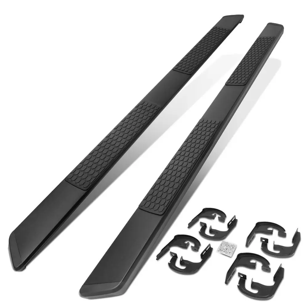 80" Black Honeycomb 2 Pad/Slant End Cap Running Board Nerf Bar For 04-14 F-150 P221 P415 [Extended Cab] 1