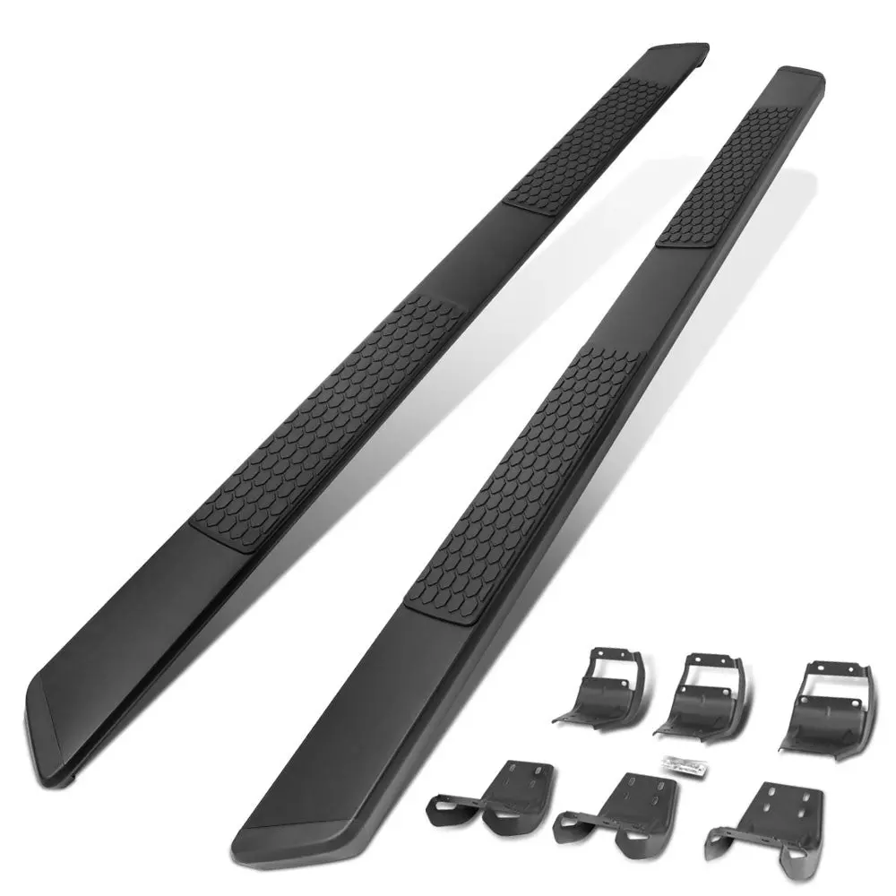 88" Black Honeycomb 2 Pad/Slant End Cap Running Board Nerf Bar For 15+ F-150/17+ F-250 F-350 Sd [Crew Cab] 1