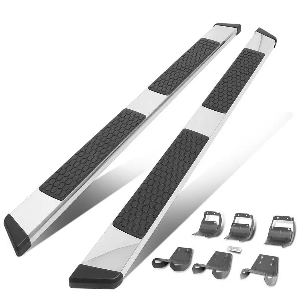 88" Metallic Honeycomb 2 Pad/Slant End Cap Running Board Nerf Bar For 15+ F-150/17+ F-250 F-350 Sd [Crew Cab] 1