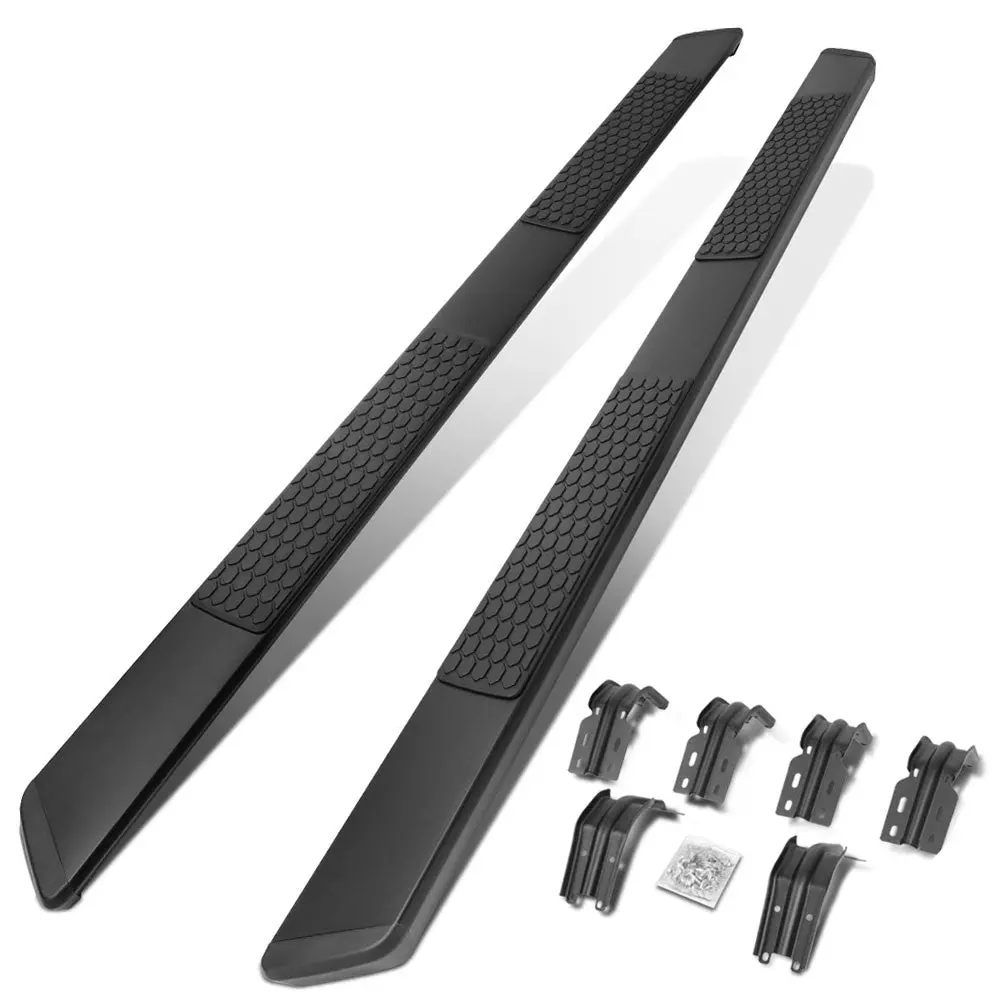 (Flat Honeycomb 2 Pad Black) Running Board Nerf Bar For 99-16 Ford F-250/350/450/550 Super Duty (Phn131) [Crew Cab] 1