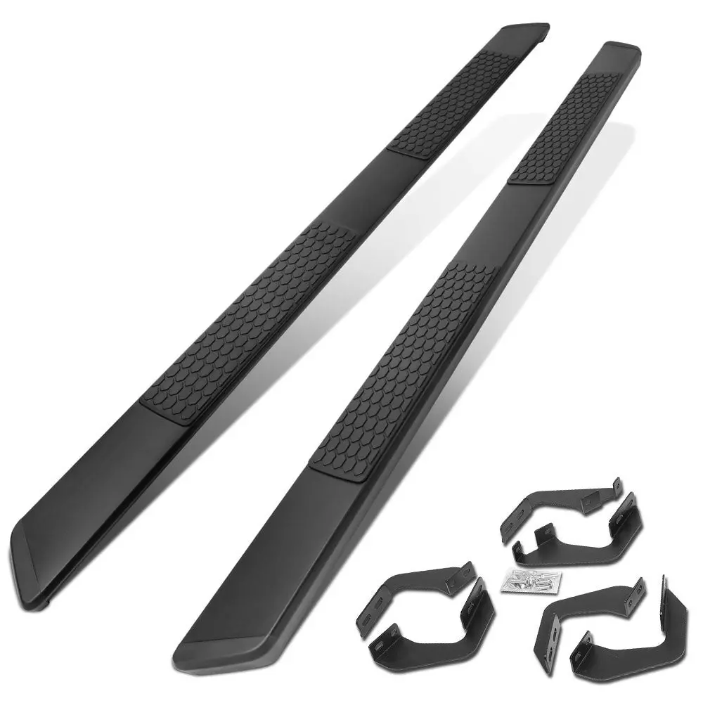 80" Black Honeycomb 2 Pad/Slant End Cap Running Board Nerf Bar For 07-21 Toyota Tundra Xk50 [Crew Cab] 1
