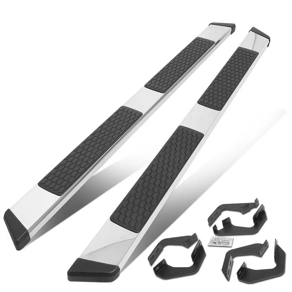 80" Metallic Honeycomb 2 Pad/Slant End Cap Running Board Nerf Bar For 07-21 Toyota Tundra Xk50 [Extended Cab] 1