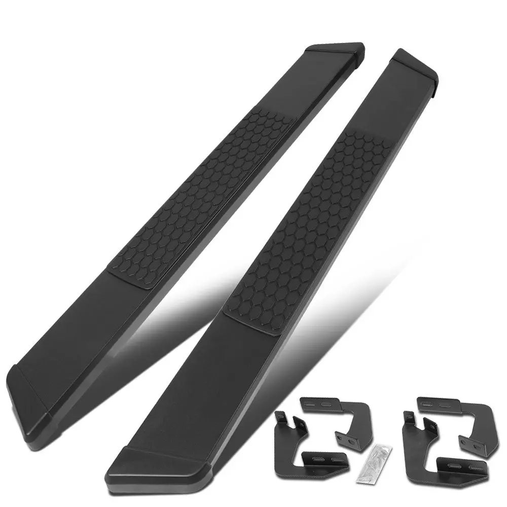 55" Black Honeycomb 1 Pad/Slant End Cap Running Board Nerf Bar For 07-17 Toyota Tundra Xk50 [Standard Cab] 1