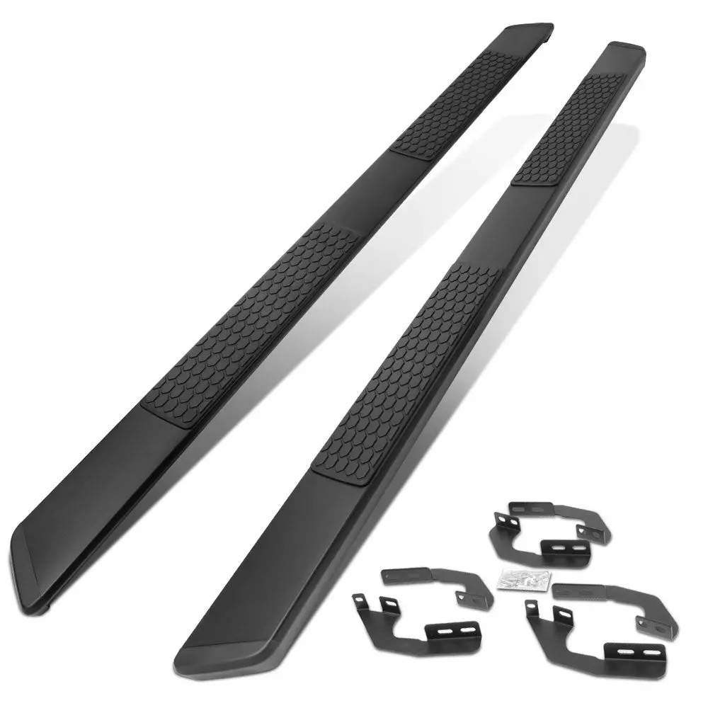 84" Black Honeycomb 2 Pad/Slant End Cap Running Board Nerf Bar For 05-22 Toyota Tacoma [Extended Cab] 1