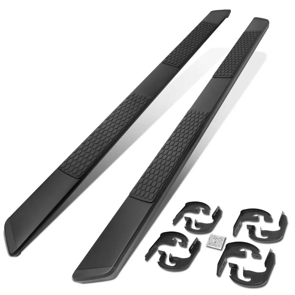 90" Black Honeycomb 2 Pad/Slant End Cap Running Board Nerf Bar For 19+ Silverado Sierra 1500 T1xx [Crew Cab] 1