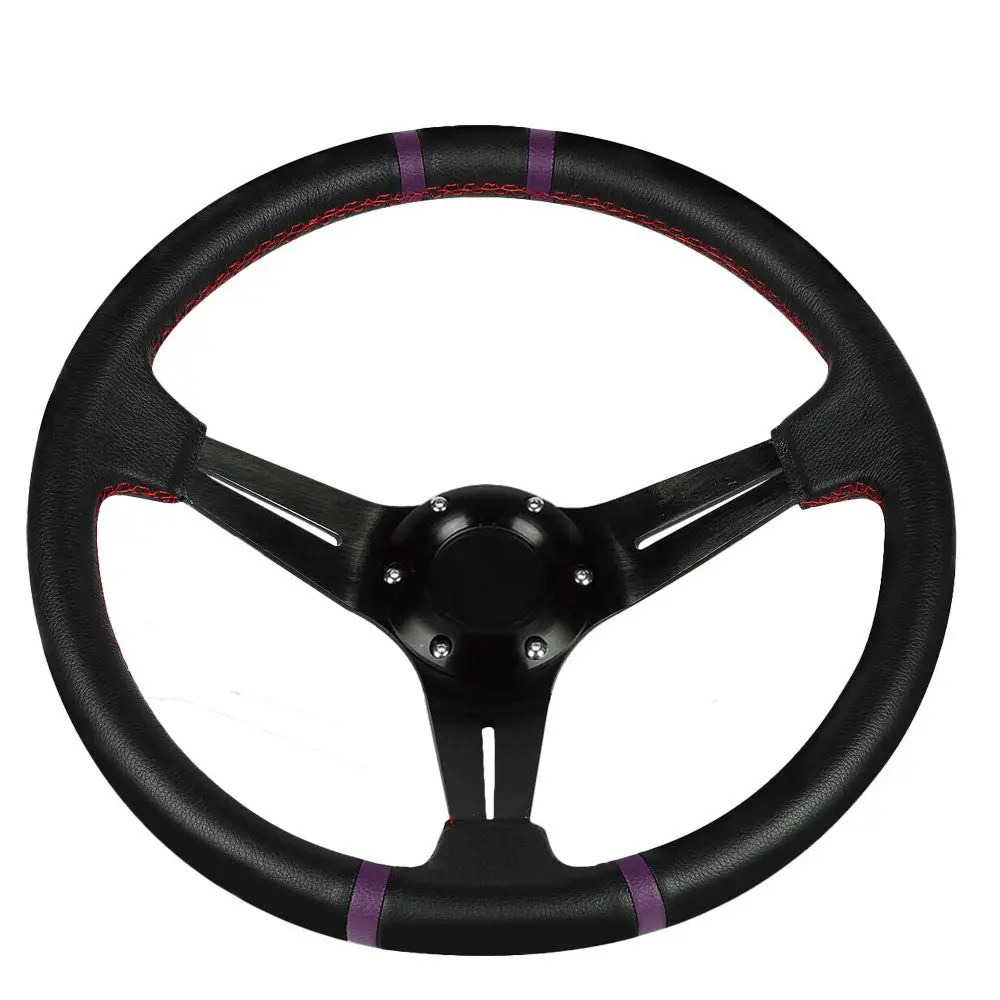 Nrg Sw-T410-Pp Black/Purple Quad-Stripe 3-Spoke 350Mm 6-Bolt Steering Wheel 1