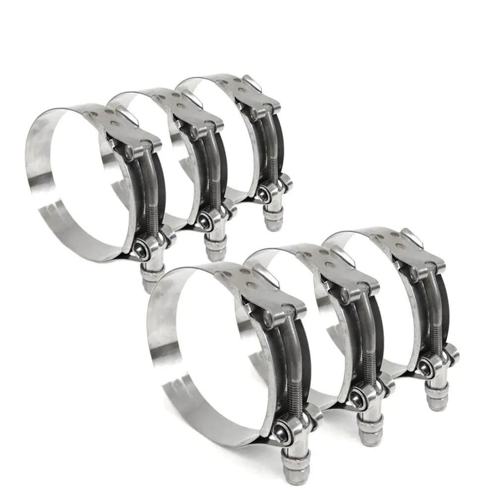 Hps 304 Stainless Steel T-Bolt Hose Clamp 6Pc Range 3.00"-3.31" (76-84Mm), Fit 2-3/4" Id Hose, 19Mm Band, #68 1