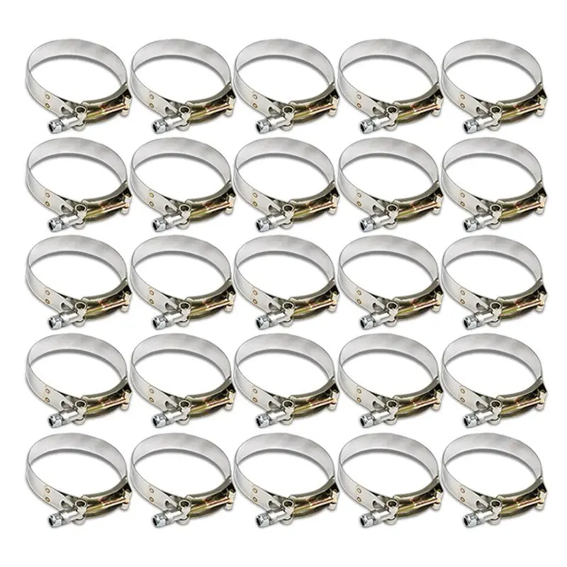 25X Stainless Steel T-Bolt Clamps Fit Intake Intercooler Hose Id 2.25" (57Mm) 1