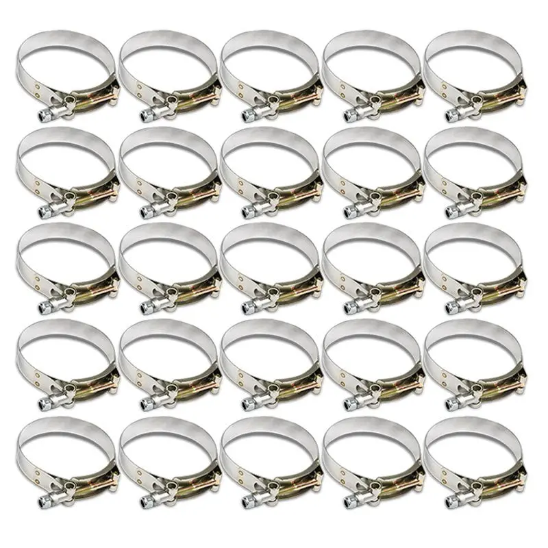 25X Stainless Steel T-Bolt Clamps Fit Intake Intercooler Hose Id 2.50" (63Mm) 1