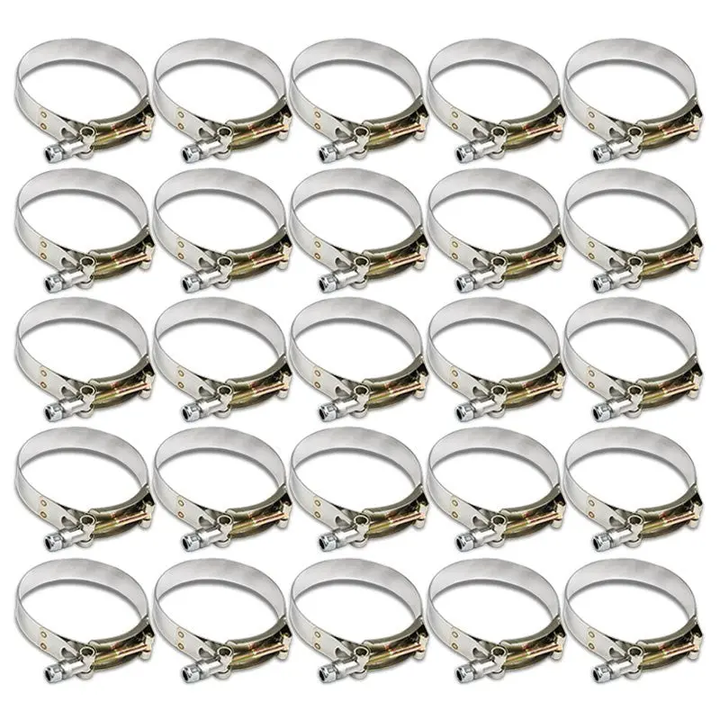 25X Stainless Steel T-Bolt Clamps Fit Intake Intercooler Hose Id 3.00" (76Mm) 1