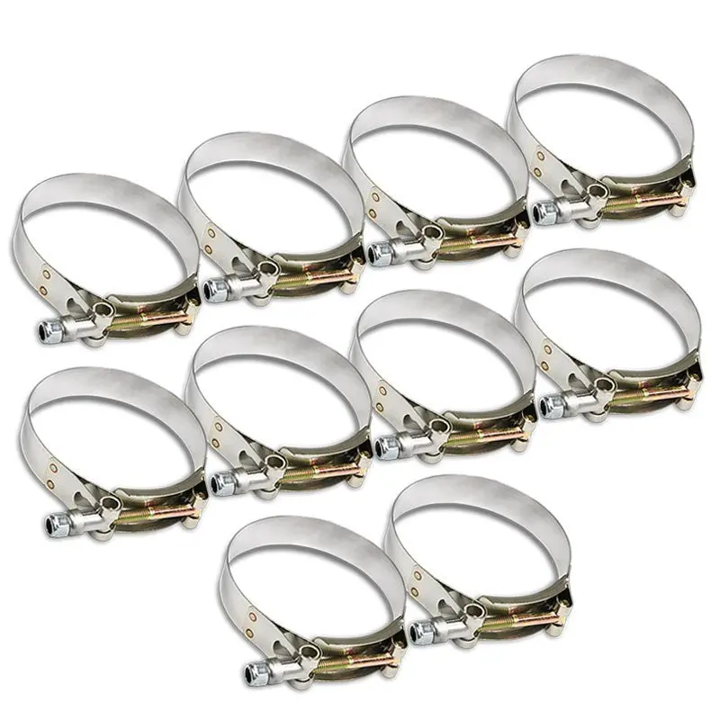 10X Stainless Steel T-Bolt Clamps Fit Intake Intercooler Hose Id 3.25" (83Mm) 1