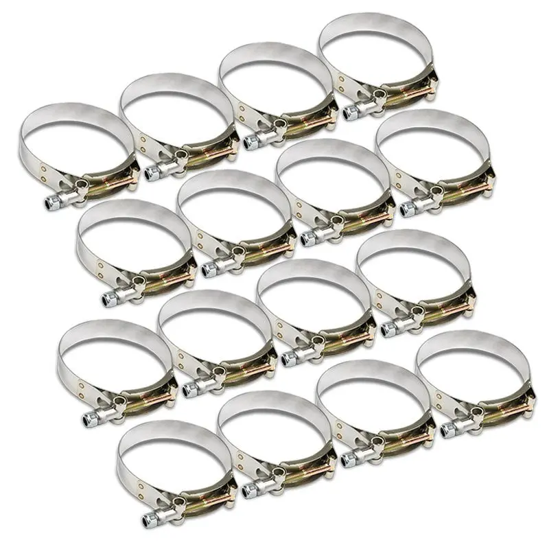16X Stainless Steel T-Bolt Clamps Fit Intake Intercooler Hose Id 3.25" (83Mm) 1