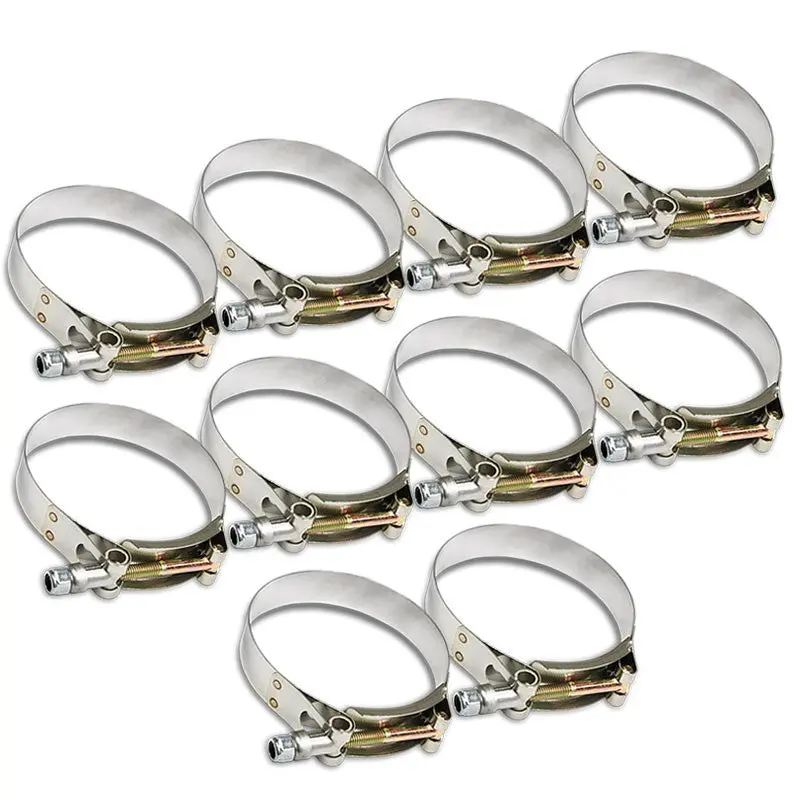 10X Stainless Steel T-Bolt Clamps Fit Intake Intercooler Hose Id 3.50" (89Mm) 1
