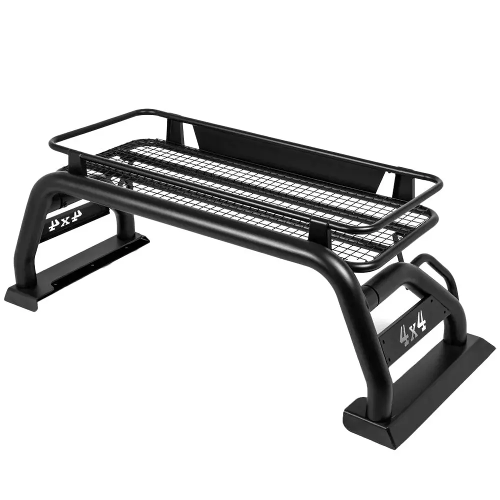 Aluminum Black Pickup Truck Bed Roll Bar + Cargo Carrier Basket For 15-22 Colorado / 15-22 Canyon / 16-23 Tacoma 1