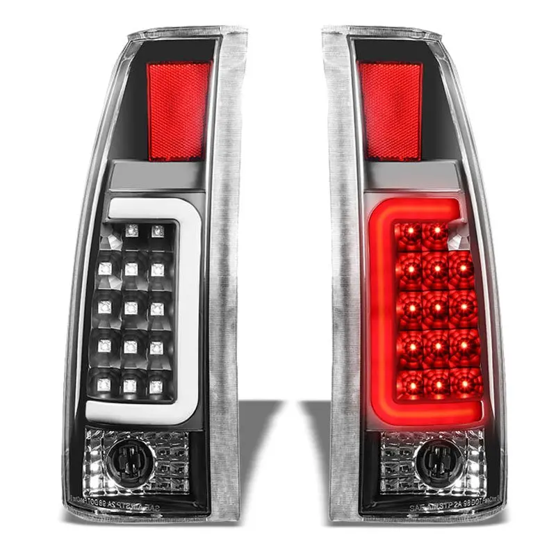Black/Clear Lens White 3D Led C Bar Tail Lights For Chevy/Gmc 89-01 C/K Series 1