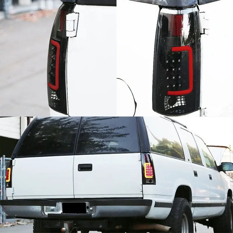Chrome/Smoke Lens White 3D Led C Bar Tail Lights For Chevy/Gmc 89-01 C/K Series 2