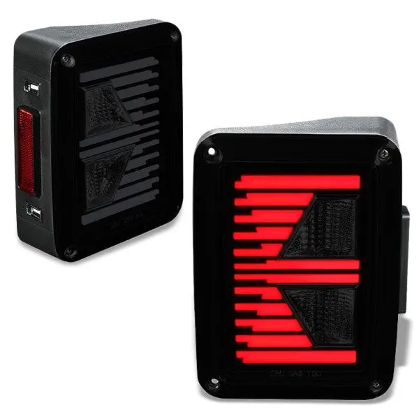 Smoke Lens Chrome Housing Red/White 3D Led Tail Lights For 07-18 Jeep Wrangler 1