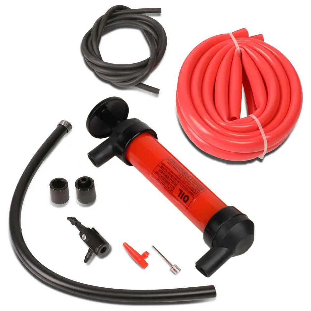 Red Multi-Use Liquid/Gas Siphon Transfer Pump W/50" Hose/Chuck/Inflation Nozzle 1