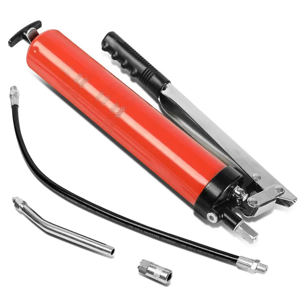 Red Multi-Use 4500Psi Manual Lever Action 14Oz Grease Gun W/18" Flexible Hose 1