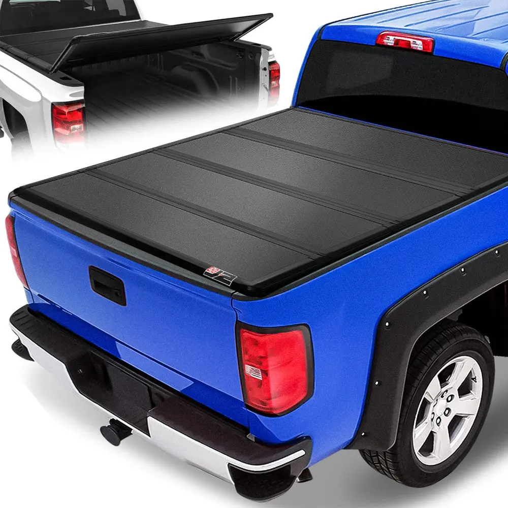 [Hard Quad 4-Fold] Black Truck Tonneau Cover For 99-07 Silverado Sierra 6.5' Bed 1
