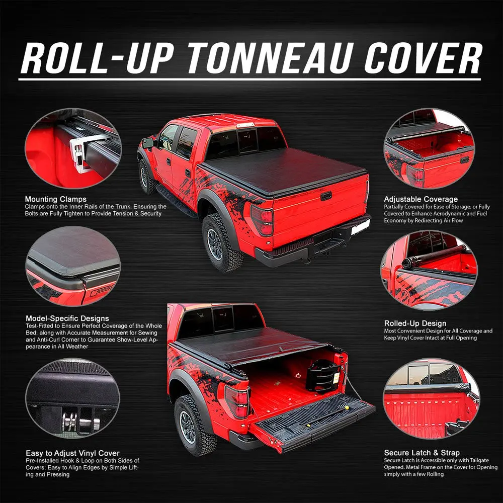 [Soft Roll-Up] Black Truck Bed Tonneau Cover For 22+ Toyota Tundra Xk70 5.5' Bed 2