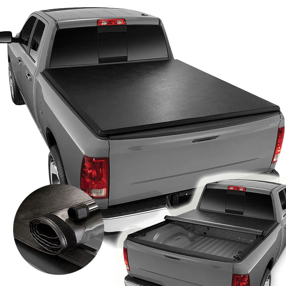 [Soft Roll-Up] Black Pickup Truck Bed Tonneau Cover 04-15 Titan 5'.7" Bed 1
