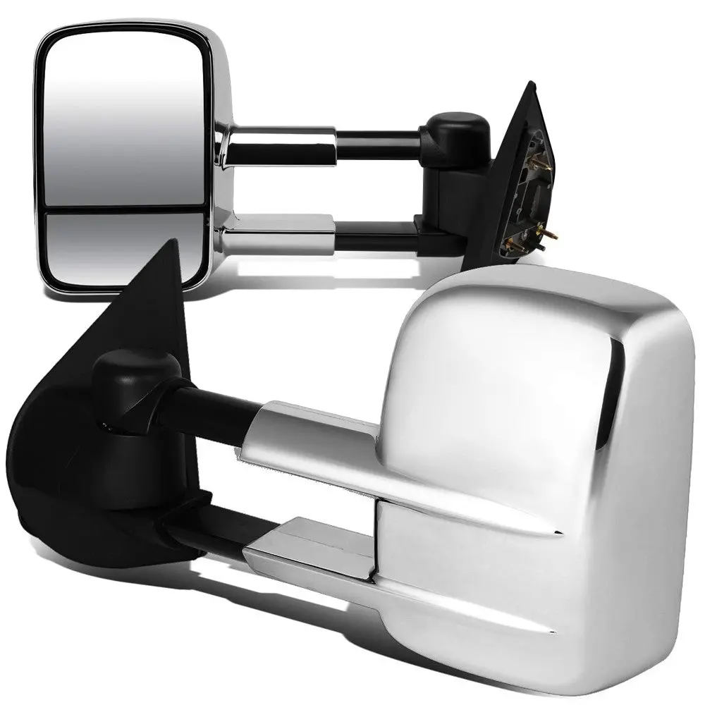 Left/Right Chrome Towing Side Mirror Manual Adjustment For 97-99 Ford F-250 1