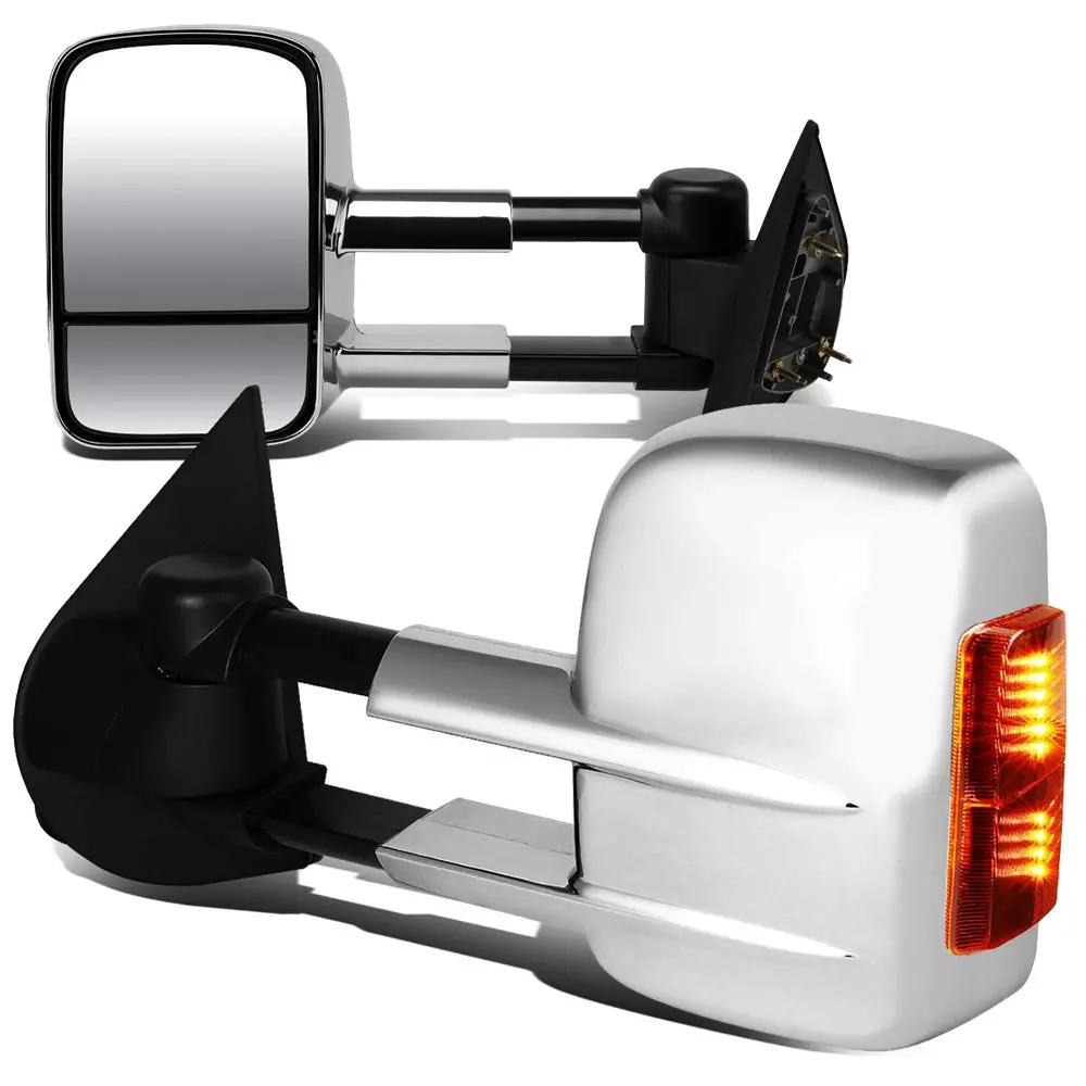 Left/Right Chrome Towing Side Mirror Powered Led Turn Signal For 97-03 F-150 1