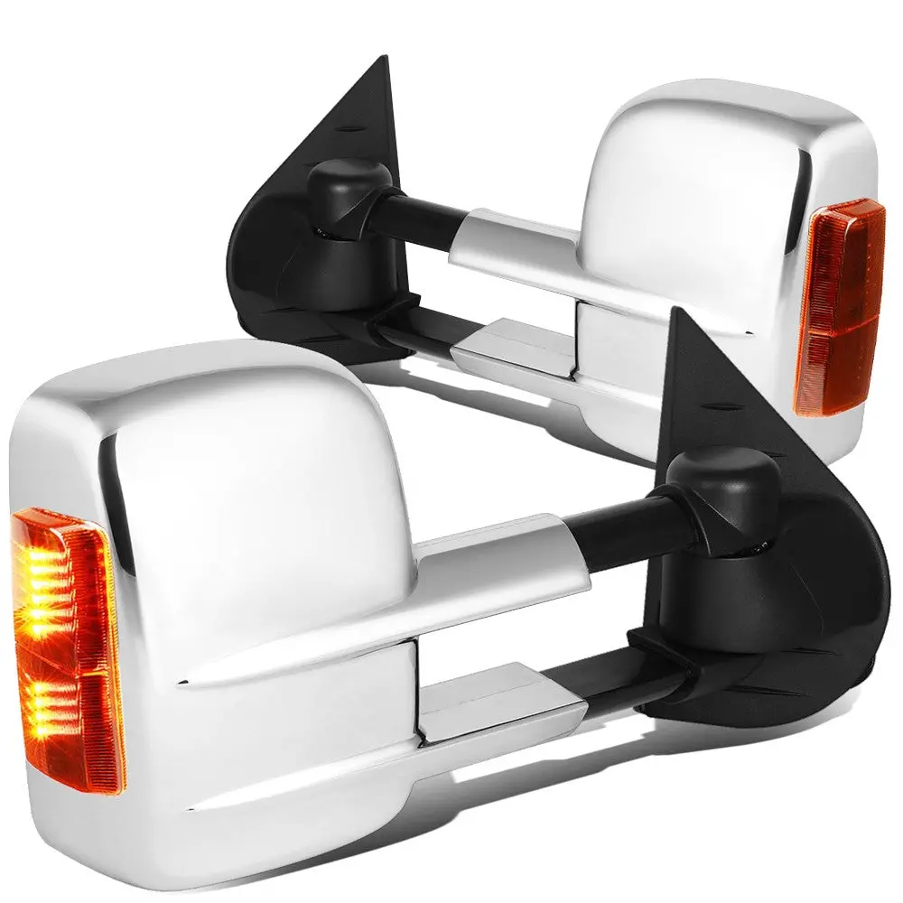 Left/Right Chrome Towing Side Mirror Manual+ Led Turn Signal For 07-13 Escalade 1
