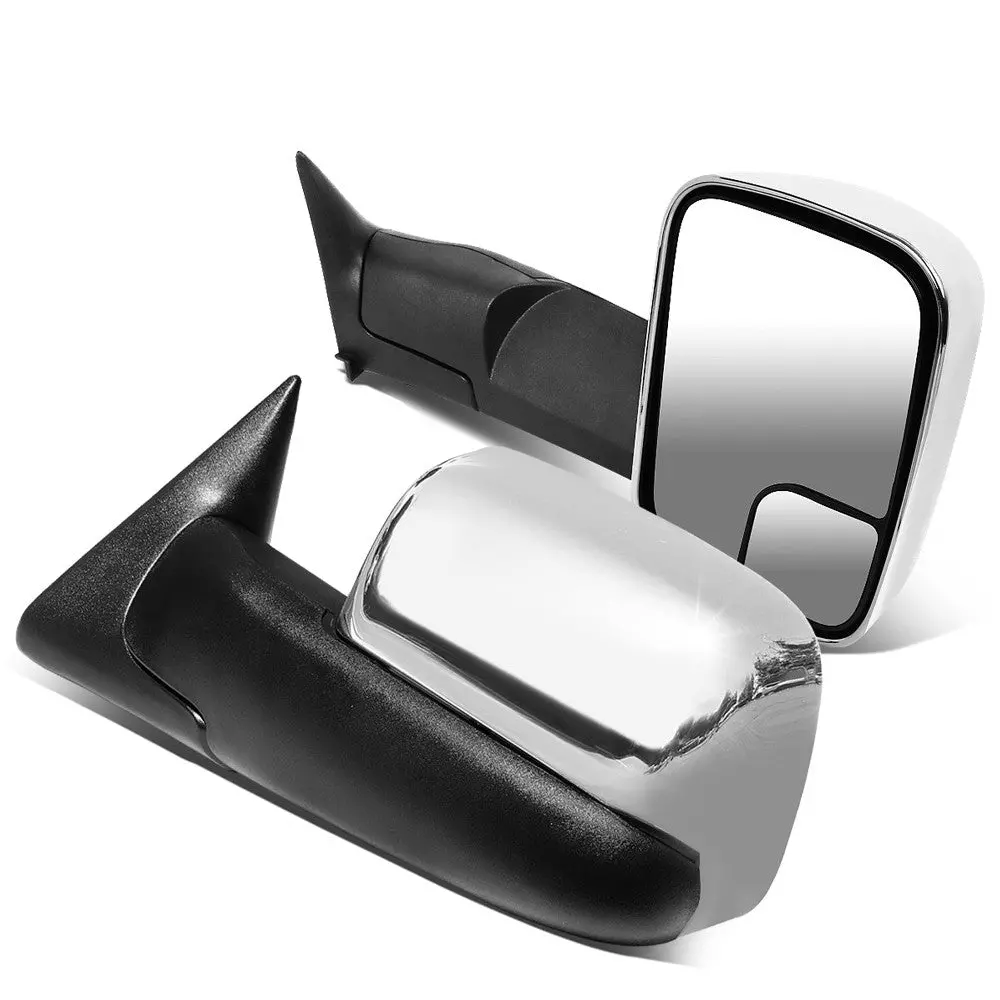Left/Right Chrome Towing Side Mirror Manual Adjustment For 94-02 Ram 3500 1
