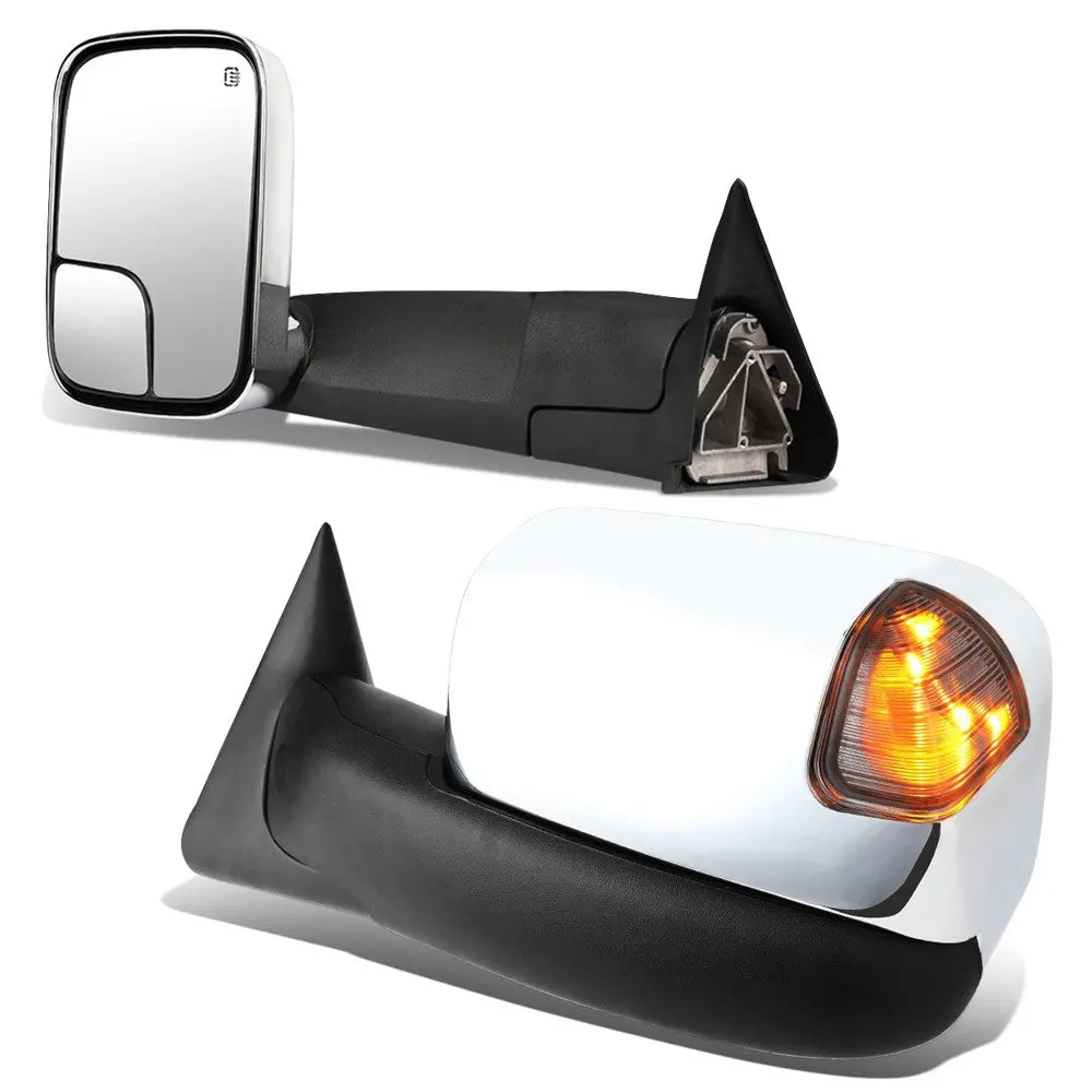 Left/Right Chrome Towing Side Mirror Powered W/Heated For 98-02 Ram2500 1