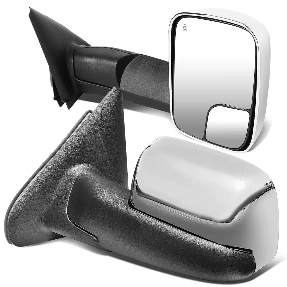 Left/Right Chrome Towing Side Mirror Powered W/Heated For 02-08 Ram1500 1