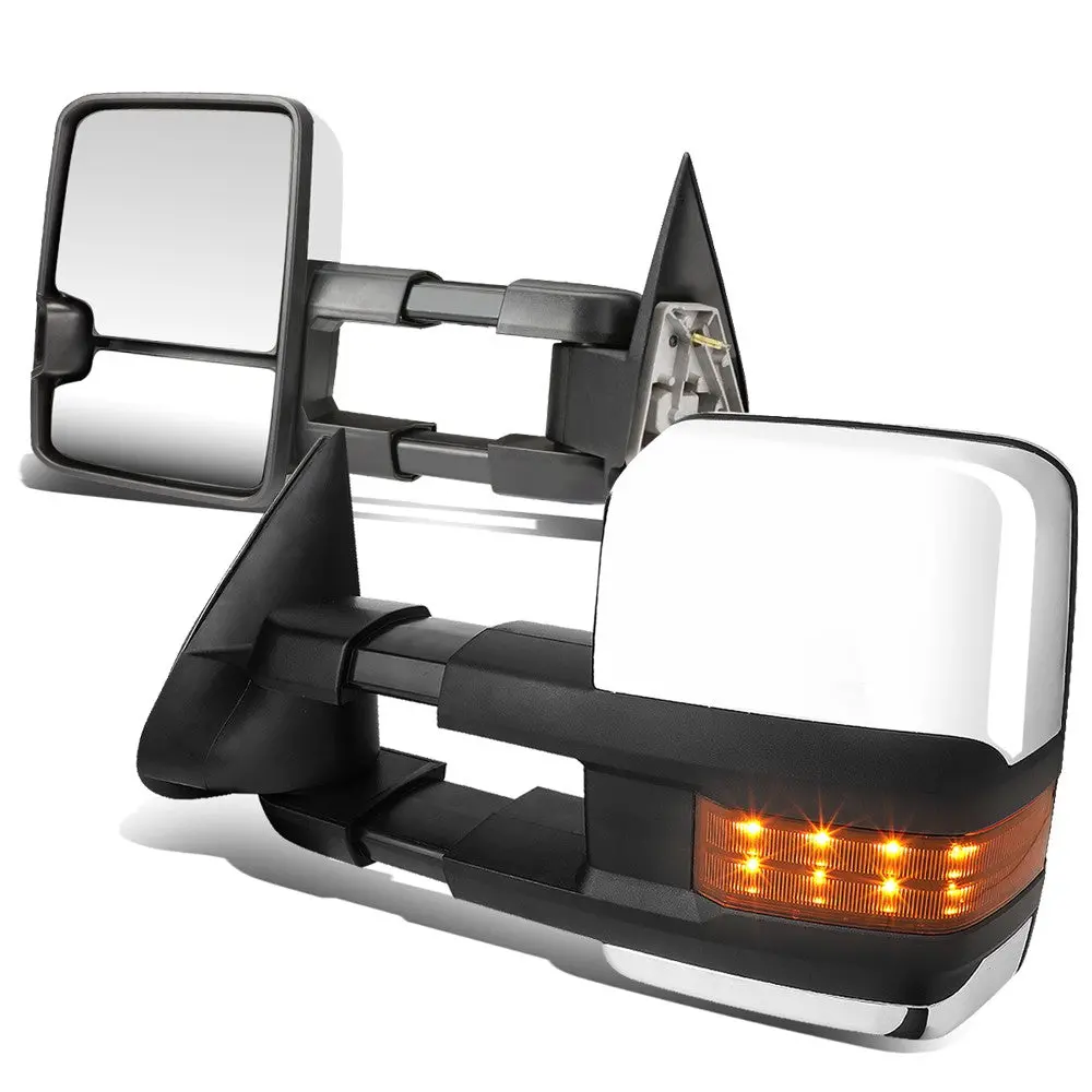Left/Right Chrome Towing Side Mirror Manual Led Turn Signal For 03-06 Escalade 1