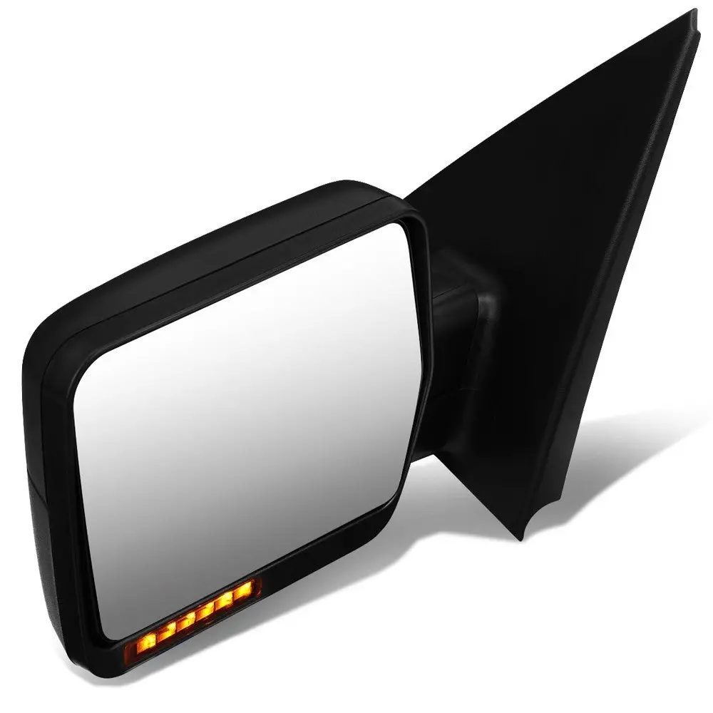 Left Black Towing Side Mirror Manual Adjustment Led Turn Signal For 04-14 F-150 1