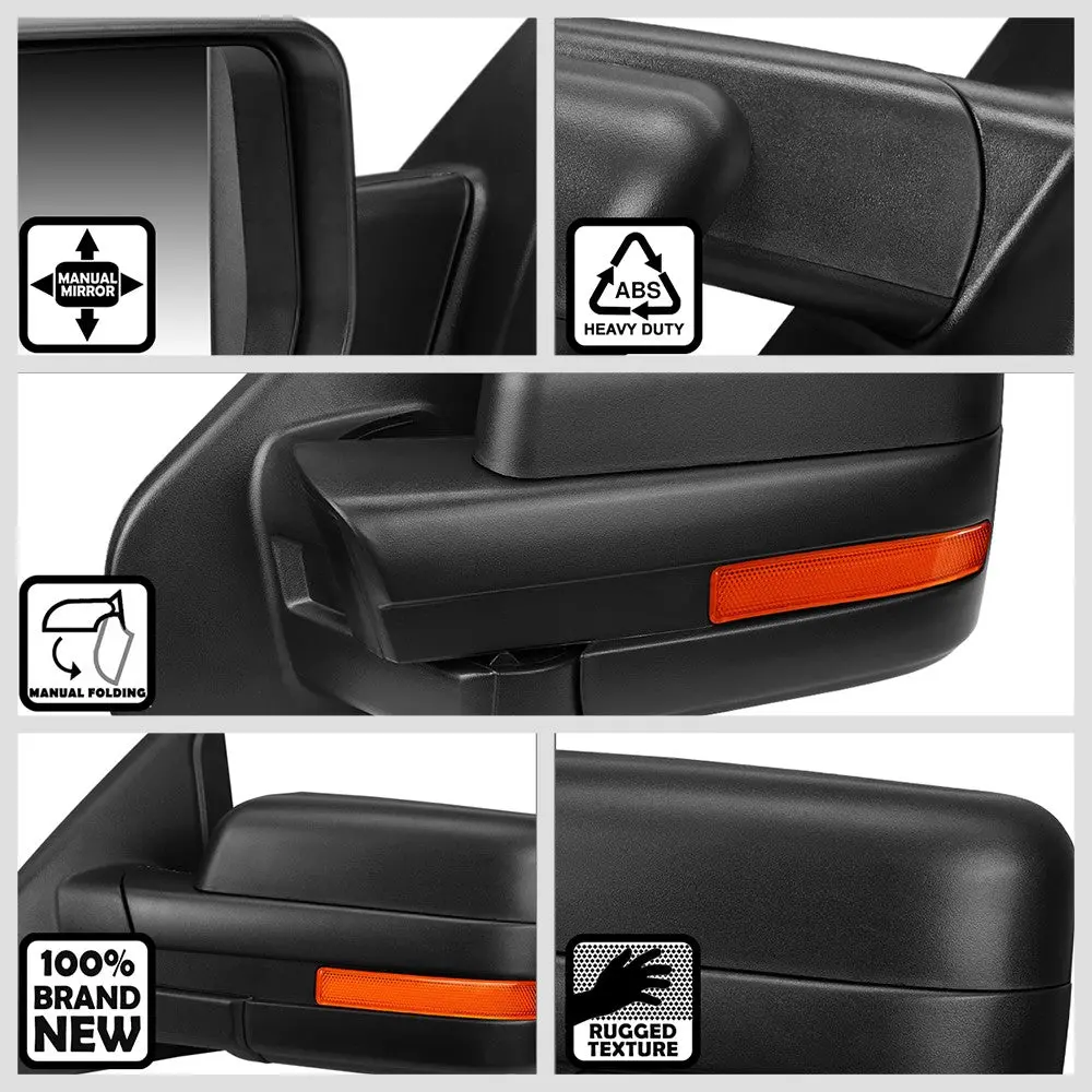 Left/Driver Black Towing Side Mirror Manual Adjustment Mirror For 04-14 F-150 2