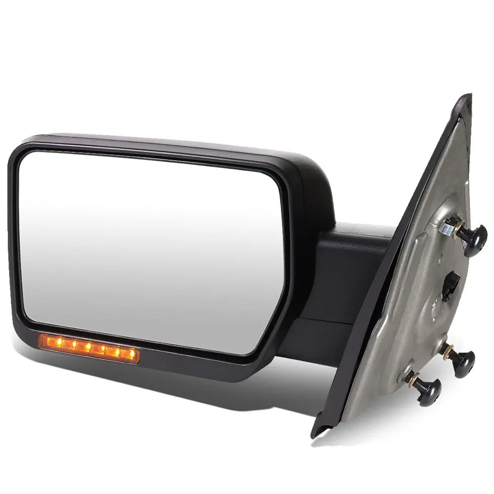 Left Black Towing Side Mirror Manual Adjustment Turn Signal For 04-14 F-150 1